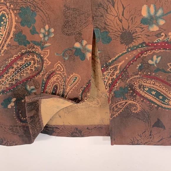 Requirements Petite Autumn Fall High Waisted Women’s Size 8P Paisley Brown Skirt - Picture 8 of 12